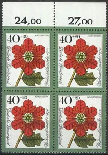 DEUTSCHLAND 1974 Mi-Nr. 824 Viererblock ** MNH