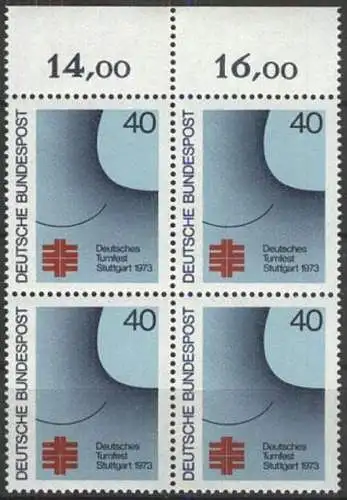 DEUTSCHLAND 1973 Mi-Nr. 763 Viererblock ** MNH