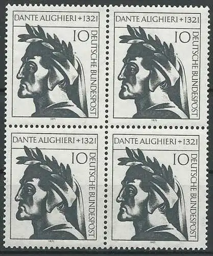 DEUTSCHLAND 1971 Mi-Nr. 693 Viererblock ** MNH