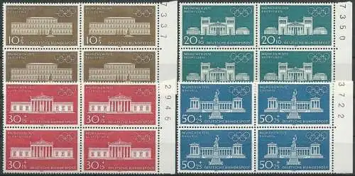 DEUTSCHLAND 1970 Mi-Nr. 624/27 Viererblock Bogenrand mit Nummer ** MNH