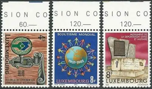 LUXEMBURG 1982 Mi-Nr. 1060 + 1061 + 1062 ** MNH