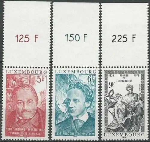 LUXEMBURG 1979 Mi-Nr. 990 + 991 + 992 ** MNH