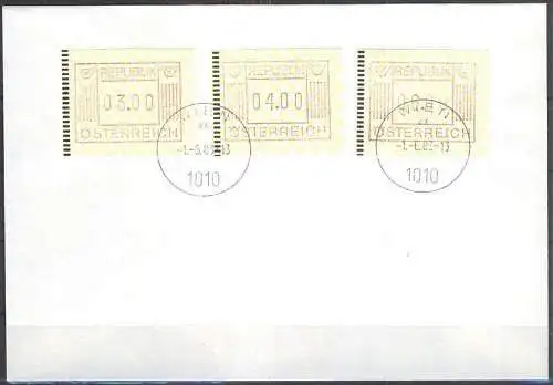 ÖSTERREICH 1983 Mi-Nr. ATM 1 Satz 1 Automatenmarken FDC