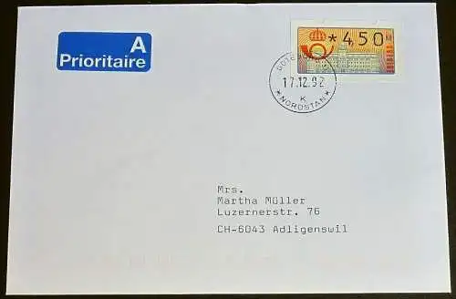 SCHWEDEN 1992 Mi-Nr. 2 Automatenmarke FDC