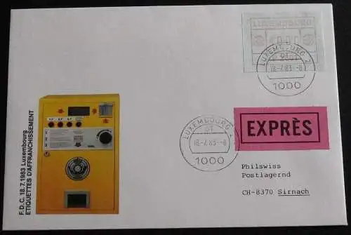 LUXEMBURG 1983 Mi-Nr. 1 Automatenmarke FDC