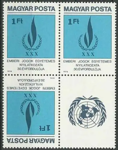 UNGARN 1978 Mi-Nr. 3334 Viererblock ** MNH