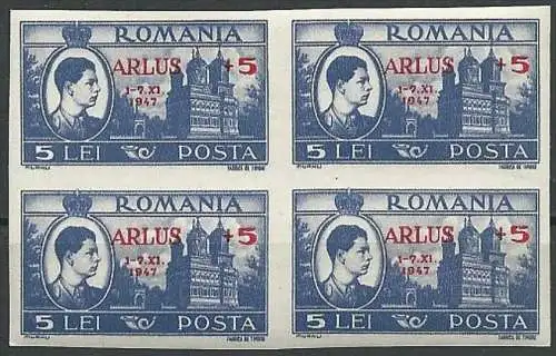 RUMÄNIEN 1947 Mi-Nr. 1084 Viererblock ** MNH