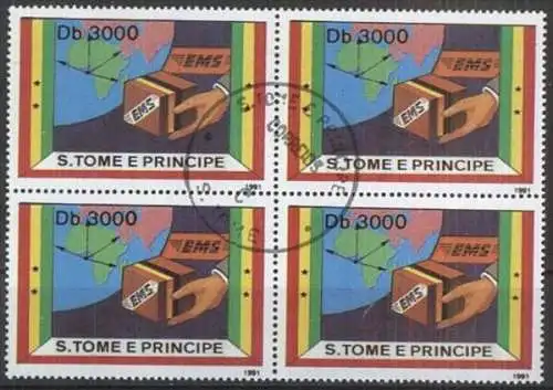 S. TOME E PRINCIPE 1991 Mi-Nr. 1301 Viererblock o used - aus Abo