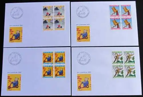 SCHWEIZ 2001 Mi-Nr. 1772/75 Viererblock FDC