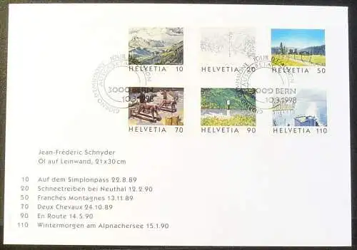 SCHWEIZ 1998 Mi-Nr. 1643/48 FDC