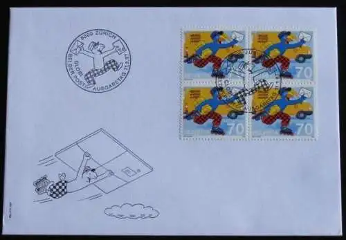 SCHWEIZ 1997 Mi-Nr. 1610 Viererblock FDC