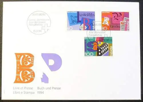 SCHWEIZ 1994 Mi-Nr. 1520/22 FDC