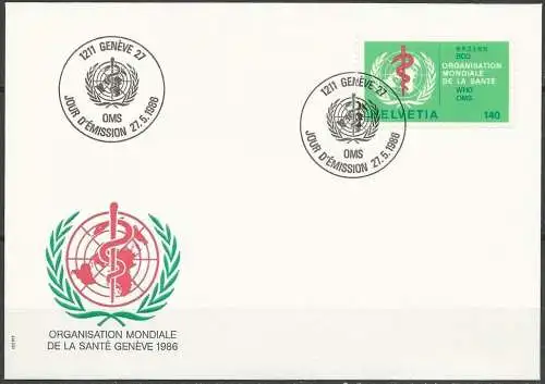 SCHWEIZ 1986 Mi-Nr. WHO 40 FDC