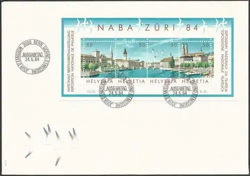 SCHWEIZ 1984 Mi-Nr. Block 24 FDC