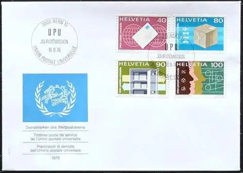 SCHWEIZ 1976 Mi-Nr. UPU 10/13 FDC