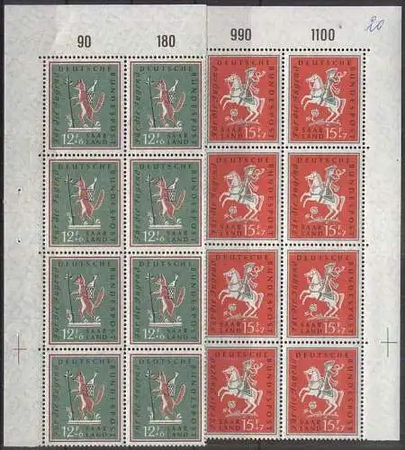 SAARLAND 1958 Mi-Nr. 433/34 8er Bogenecke ** MNH