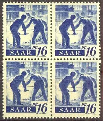 SAARLAND 1947 Mi-Nr. 213 Viererblock ** MNH