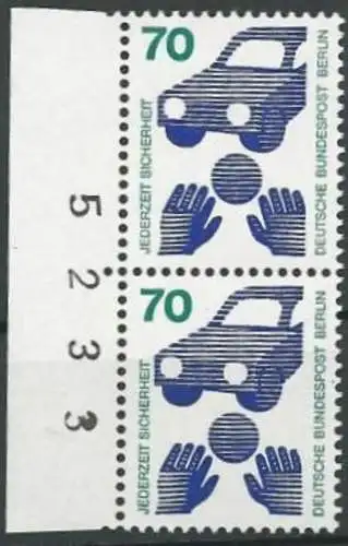 BERLIN 1971 Mi-Nr. 453 2er Randstück mit Bogennummer ** MNH