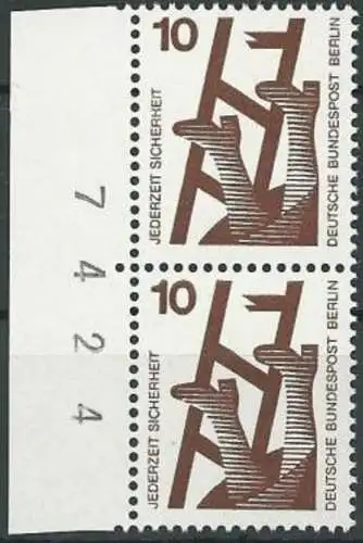 BERLIN 1971 Mi-Nr. 403 2er Randstück mit Bogennummer ** MNH