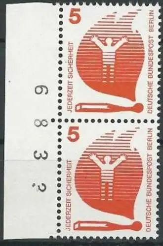 BERLIN 1971 Mi-Nr. 402 2er Randstück mit Bogennummer ** MNH