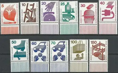 BERLIN 1971 Mi-Nr. 402/11 + 453 A vom Unterrand ** MNH