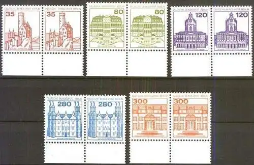 BERLIN 1982 Mi-Nr. 673/77 waagerechte Paare vom Unterrand ** MNH