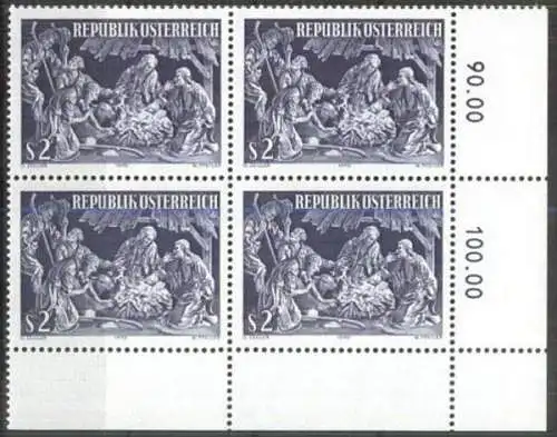 ÖSTERREICH 1970 Mi-Nr. 1349 Viererblock ** MNH