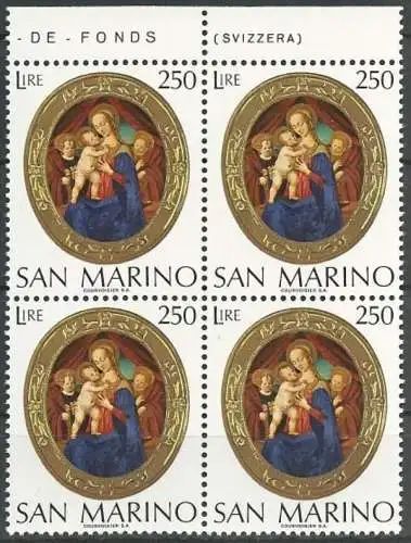 SAN MARINO 1974 Mi-Nr. 1082 Viererblock ** MNH