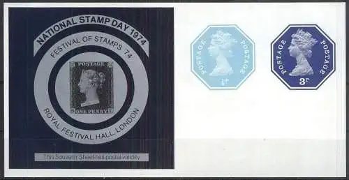 GROSSBRITANNIEN 1974 SOUVENIR SHEET NATIONAL STAMP DAY 1974 ** MNH