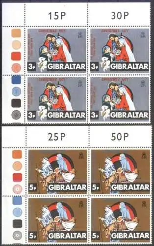 GIBRALTAR 1971 Mi-Nr. 284/85 Eckrandviererblock ** MNH