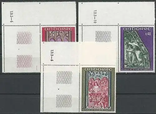 FRANZ. ANDORRA 1970 Mi-Nr. 226/28 Eckrand ** MNH