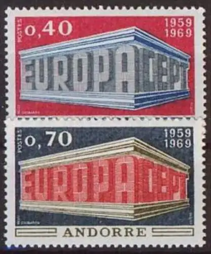 FRANZ. ANDORRA 1969 Mi-Nr. 214/15 ** MNH - CEPT