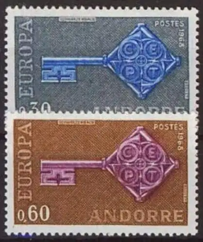 FRANZ. ANDORRA 1968 Mi-Nr. 208/09 ** MNH - CEPT