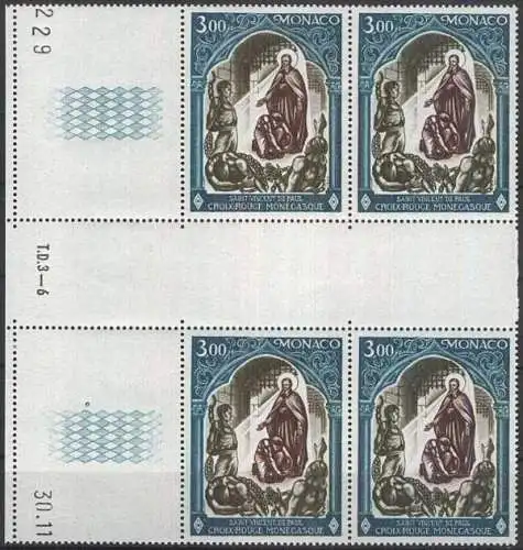 MONACO 1971 Mi-Nr. 1013 Viererblock ** MNH