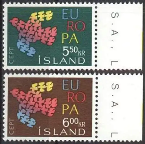 ISLAND 1961 Mi-Nr. 354/55 ** MNH - CEPT