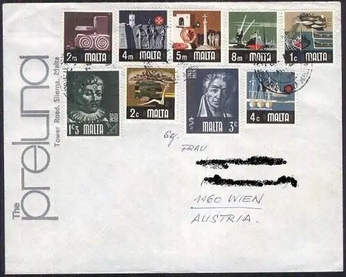 MALTA 1974 gelaufener Brief
