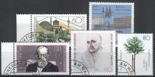 DEUTSCHLAND 1988 Mi-Nr. 1369, 1370, 1371, 1372, 1373 o used - aus Abo