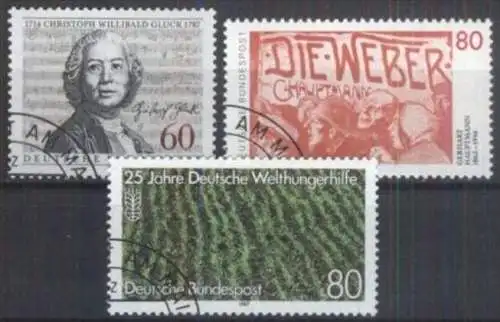 DEUTSCHLAND 1987 Mi-Nr. 1343, 1344, 1345 o used - aus Abo