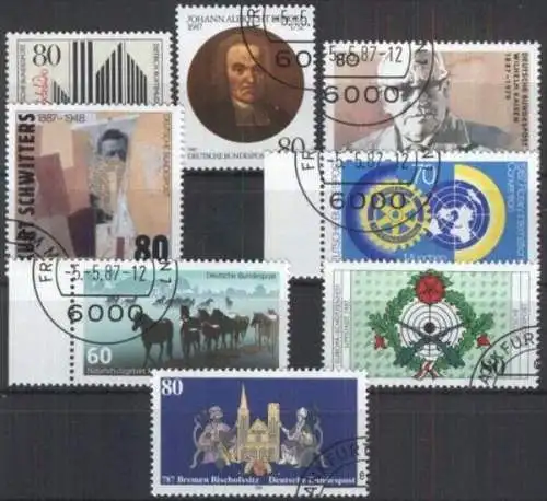 DEUTSCHLAND 1987 Mi-Nr. 1323, 1324, 1325, 1326, 1327, 1328, 1329, 1330 o used - aus Abo