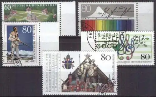DEUTSCHLAND 1987 Mi-Nr. 1312, 1313, 1314, 1319, 1320 o used - aus Abo