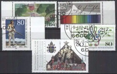 DEUTSCHLAND 1987 Mi-Nr. 1312, 1313, 1314, 1319, 1320 o used - aus Abo