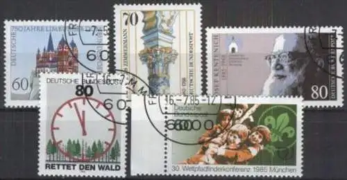 DEUTSCHLAND 1985 Mi-Nr. 1250, 1251, 1252, 1253, 1254 o used - aus Abo