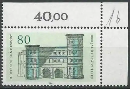 DEUTSCHLAND 1984 Mi-Nr. 1197 Eckrand ** MNH