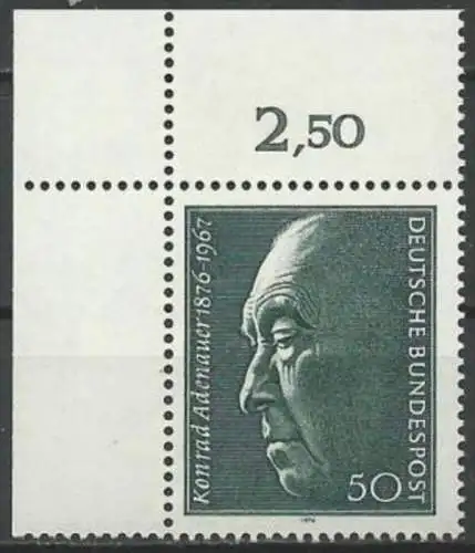 DEUTSCHLAND 1976 Mi-Nr. 876 Eckrand ** MNH