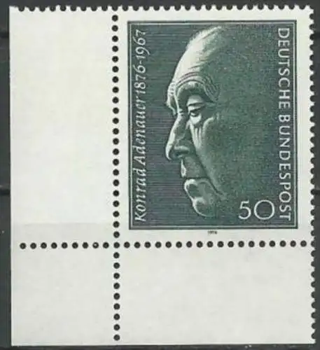 DEUTSCHLAND 1976 Mi-Nr. 876 Eckrand ** MNH