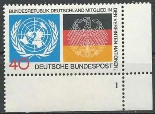 DEUTSCHLAND 1973 Mi-Nr. 781 Eckrand Formnummer ** MNH