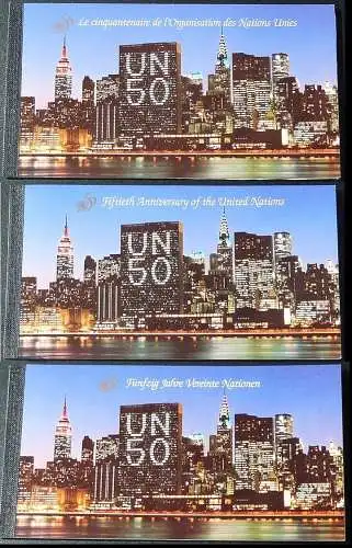 UNO GENF WIEN und NEW YORK 1995 Mi-Nr. je 1 Markenheft/booklet 1 o used