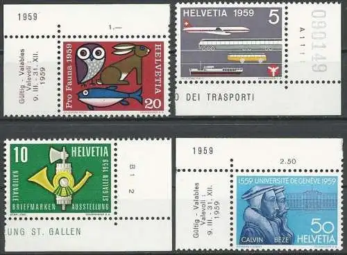 SCHWEIZ 1959 Mi-Nr. 668/71 ** MNH