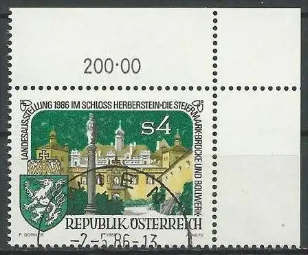 ÖSTERREICH 1986 Mi-Nr. 1847 Eckrand o used - aus Abo