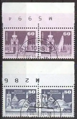 DDR 1981 Mi-Nr. 2 x 2649/50 Oberrand mit Bogennummer o used - aus Abo
